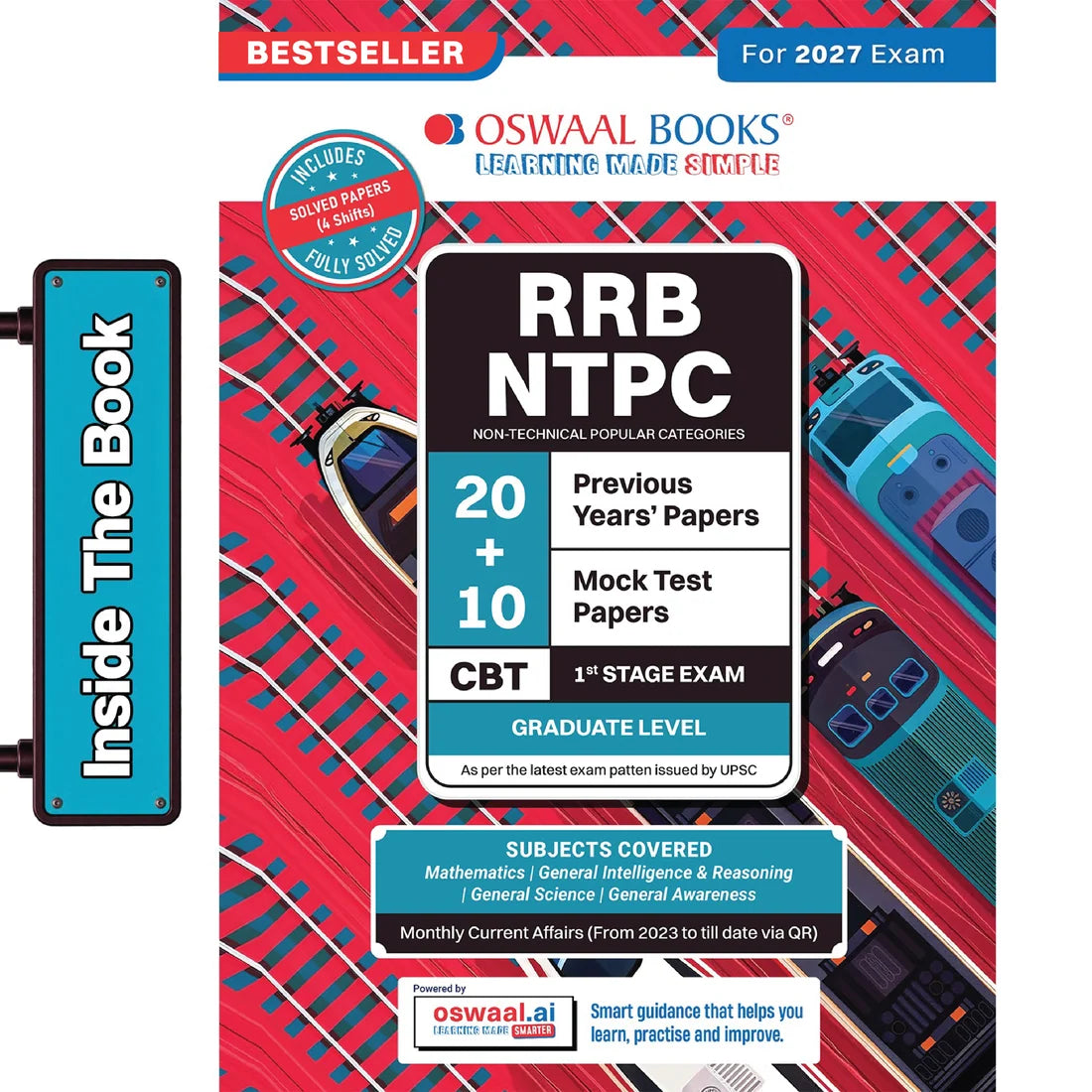 RRB NTPC CBT-I 20 Previous Years’ Solved Papers (2016–2026) + 10 Mock Tests | 2000+ Questions | With Oswaal AI | 2027 Exam | Oswaal Books