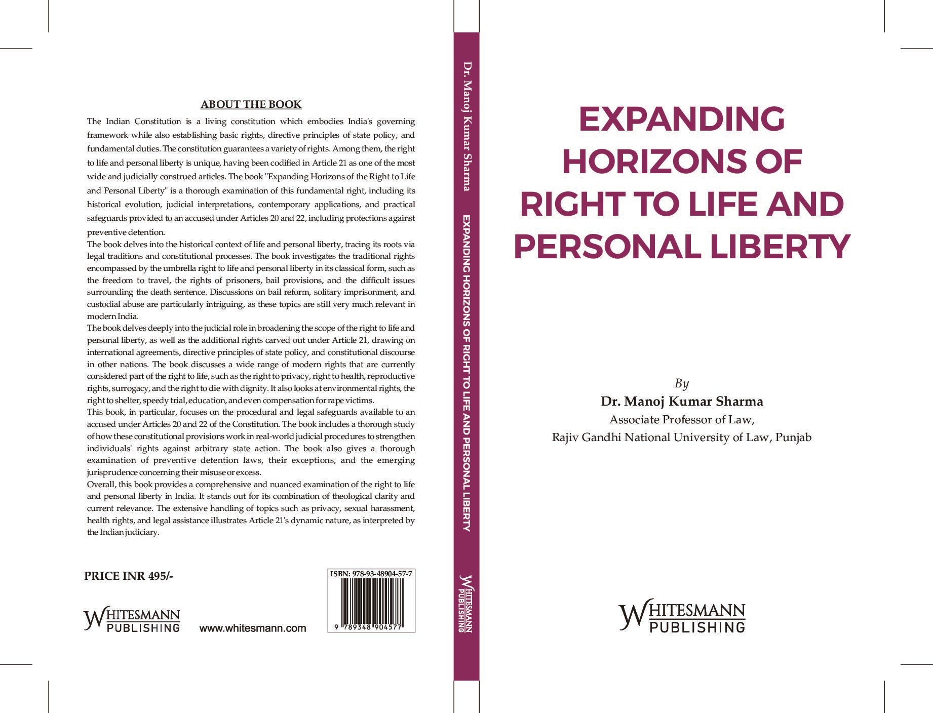 EXPANDING HORIZONS OF RIGHT TO LIFE AND PERSONAL LIBERTY | DR. MANOJ KUMAR SHARMA | | whitesmann | Edition 2025