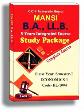 Mansi's C.C.S. University Meerut B.A. LL.B 5 Year Integrated Course, Study Package Semester - 1 ( General English-I, Sociology-I, Political Theory-I, Economic-I, Indian History-I, ) ENGLISH 2026 - GenZbookcompany