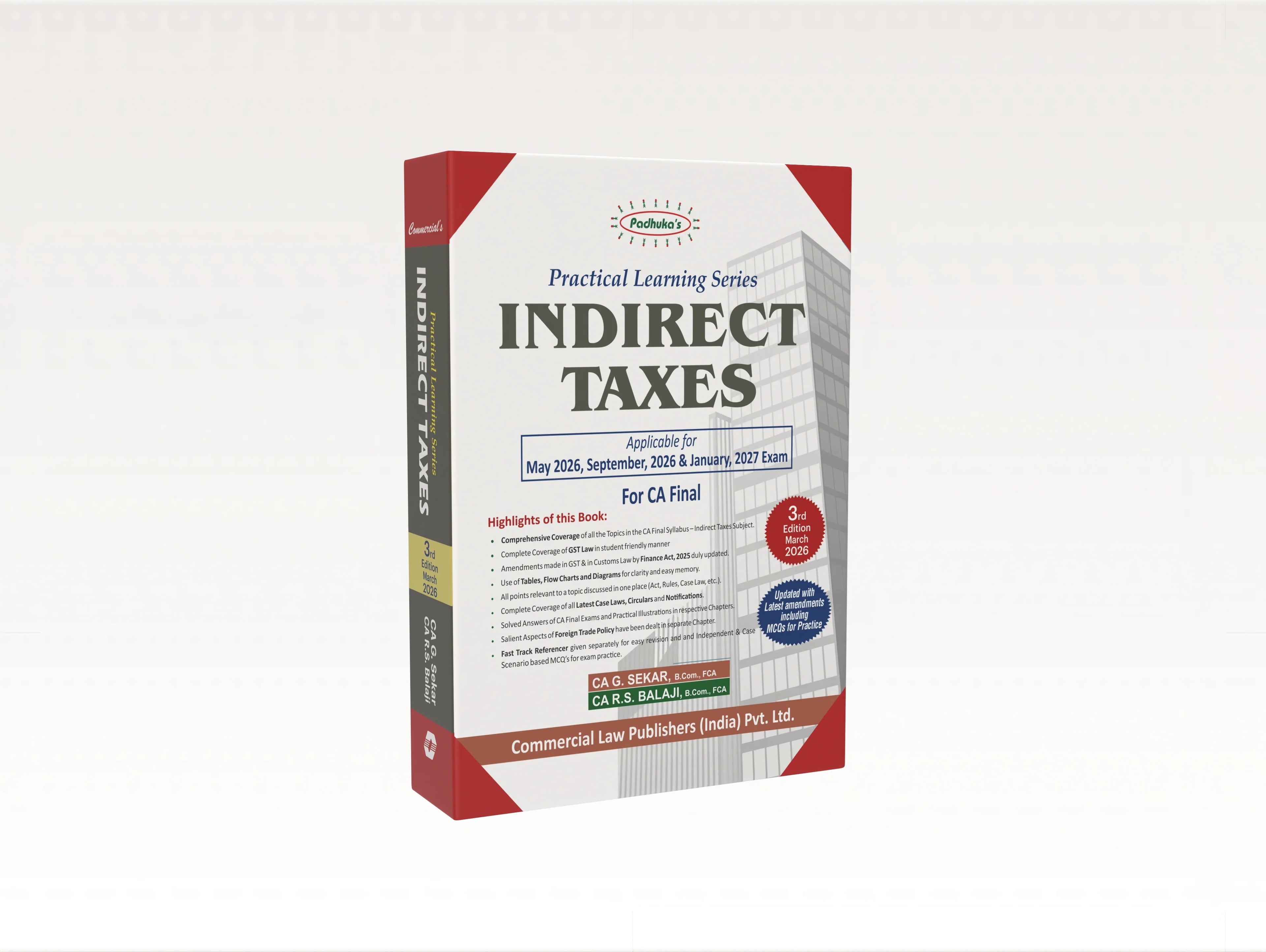 Indirect Taxes (CA FINAL) |  G. Sekar, R.S Balaji | Edition 2026 jan 2027 | COMMERCIAL LAW PUBLICATION