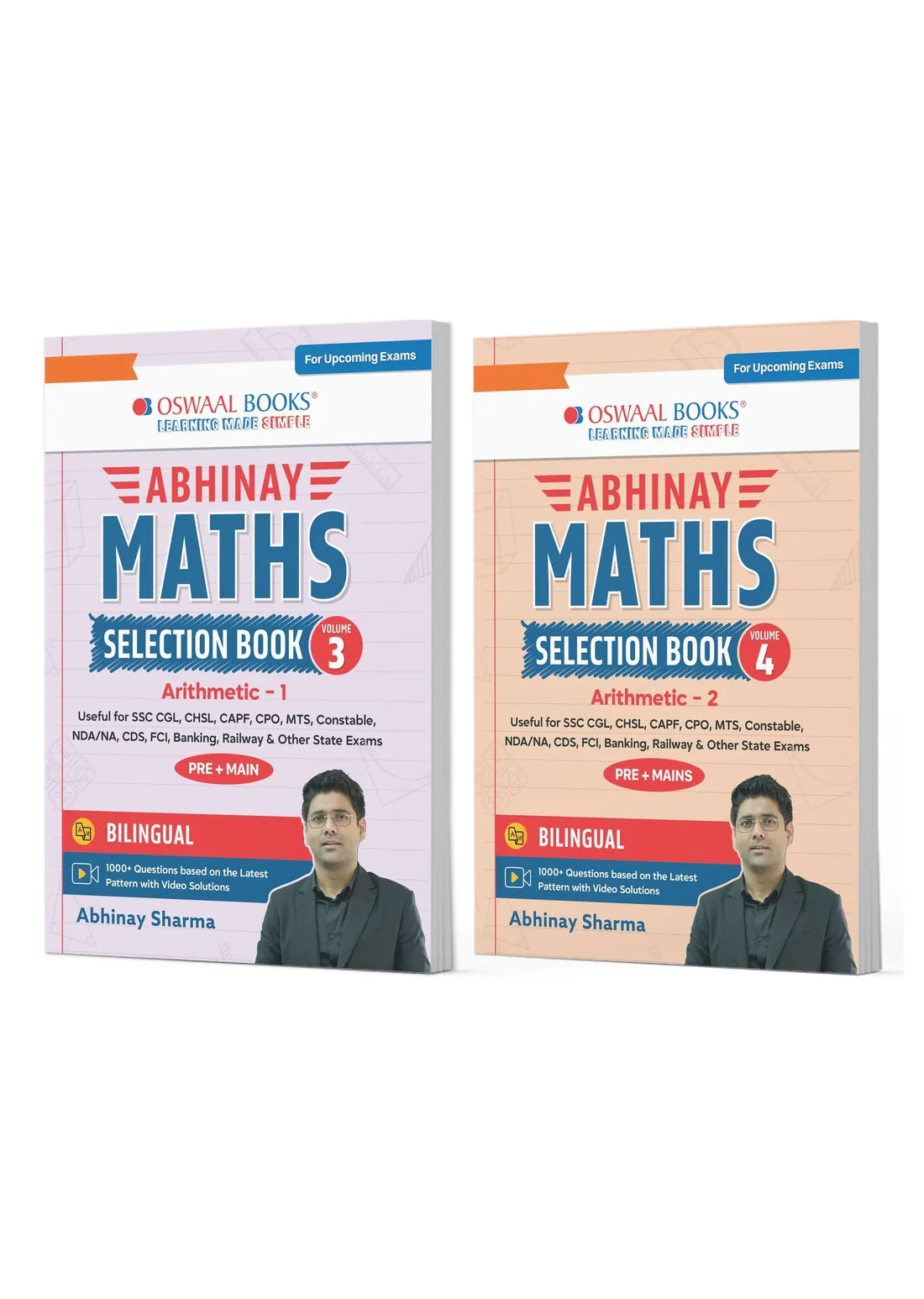 Abhinay Maths Selection Book Vol. 3 & Vol. 4 | Bilingual Workbook Set of 2 | SSC & Government Exams | Oswaal Books