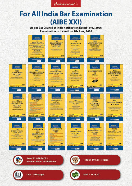 AIBE Bare Acts Combo without Notes (Set of 22 Books)  | Commercial Law Publishers | Edition 2026