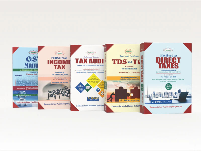 Combo Pack for Professionals – Direct Taxes, Indirect Taxes, GST Manual, TDS & TCS, and Tax Audit | Edition 2025