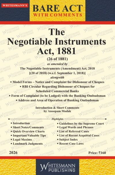The Negotiable Instruments Act,1881 | Whitesamnn | Edition 2026