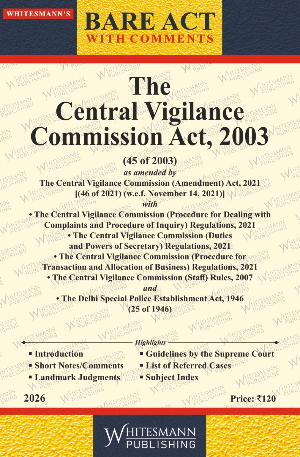 The Central Vigilance Commission Act 2003  | Whitesamnn | Edition 2026