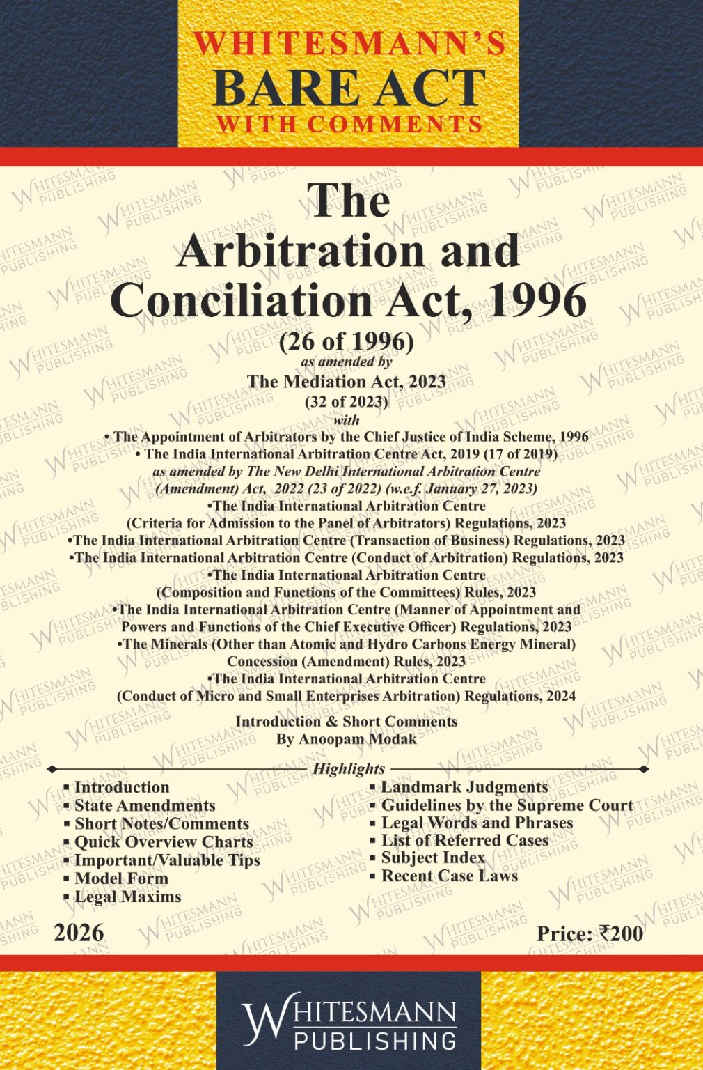 The Arbitration and Conciliation Act, 1996  | Whitesamnn | Edition 2026