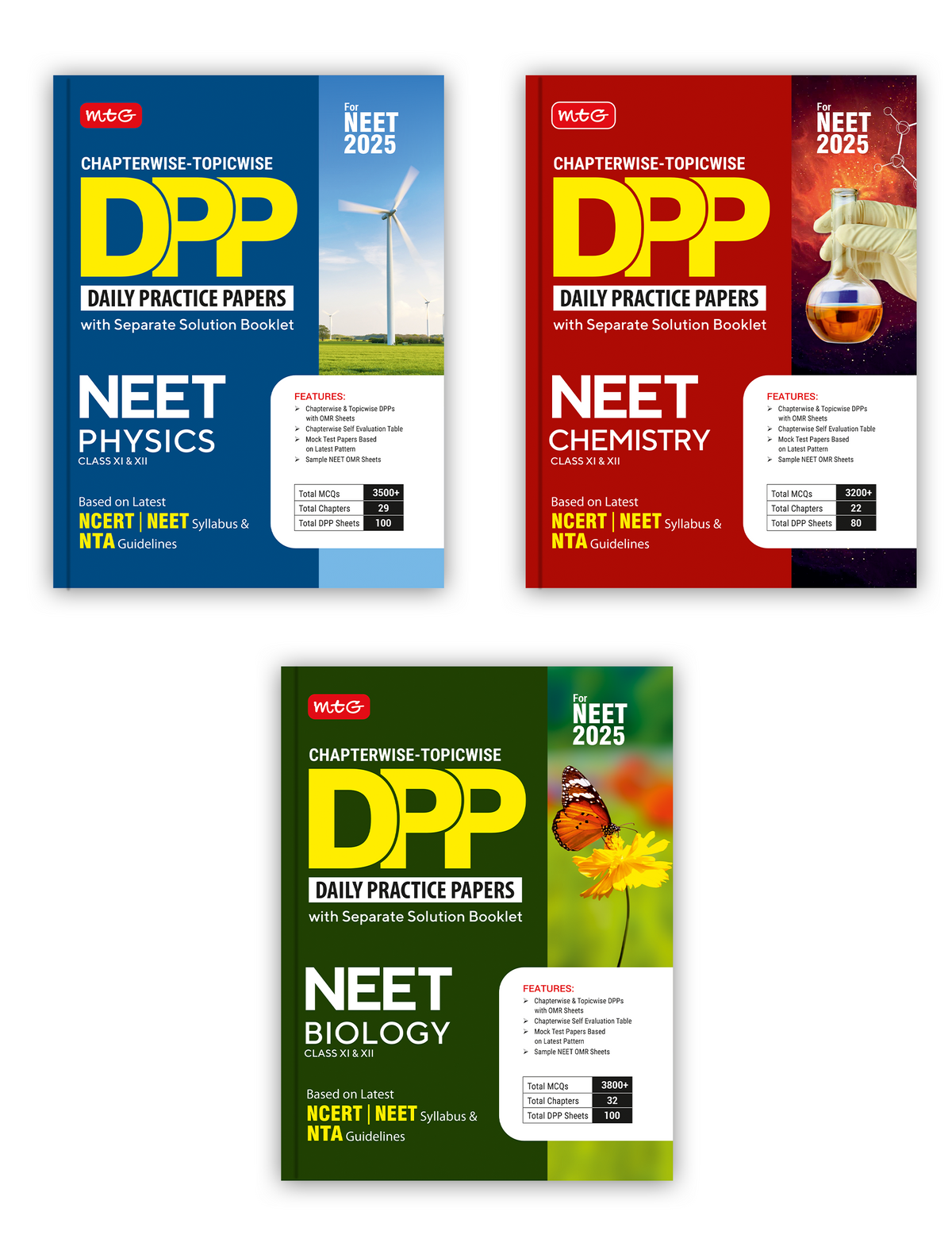Chapterwise Topicwise DPP NEET Physics, Chemistry and Biology Combo (Daily Practice Papers) With Solution Booklet | MTG