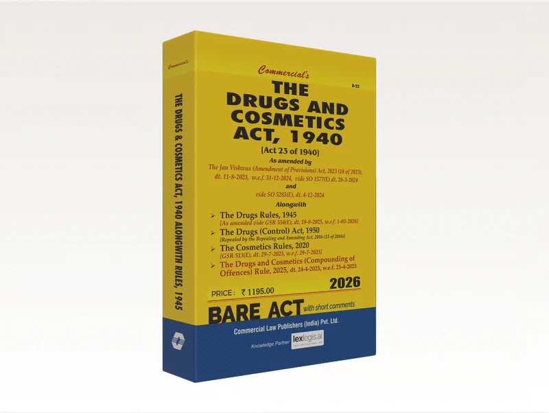 The Drugs and Cosmetics Act, 1940 | Commercial Law Publishers | Edition 2026