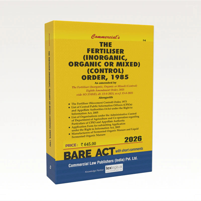Commercial | The fertiliser (inorganic organic or mixed) (control) order 1985 | Edition 2026