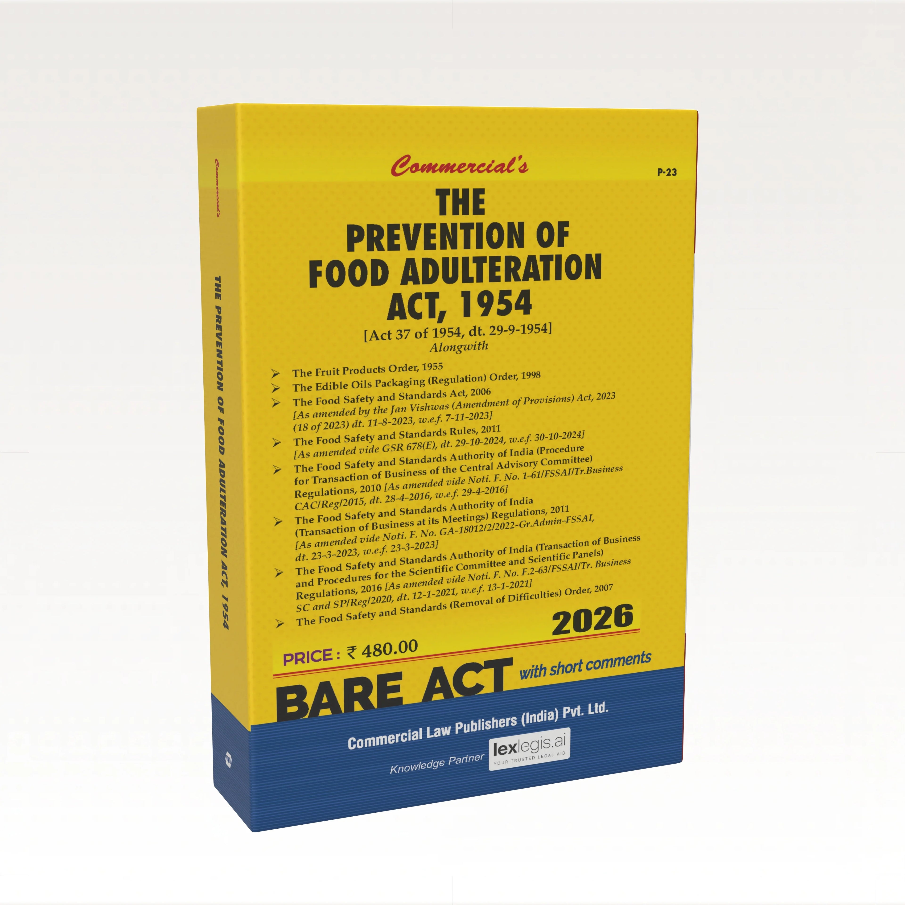 The Prevention of Food Adulteration Act, 1954 | Commercial Law Publishers | Edition 2026