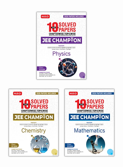10 Years JEE Main and Advanced JEE Champion Phy, Chem and Maths Combo For 2027 Exam | MTG
