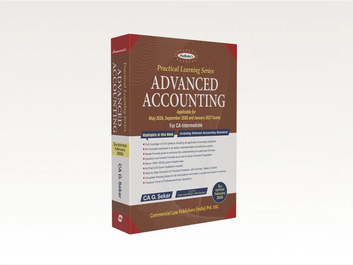 Advanced Accounting (CA Inter) | G. Sekar | Edition 2026 jan 2027  | COMMERCIAL LAW PUBLICATION
