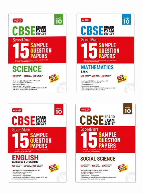 CBSE ScoreMore 15 Sample Papers CBSE Boards - Class 10 Mathematics Basic, Science, English and Social Science Combo | MTG