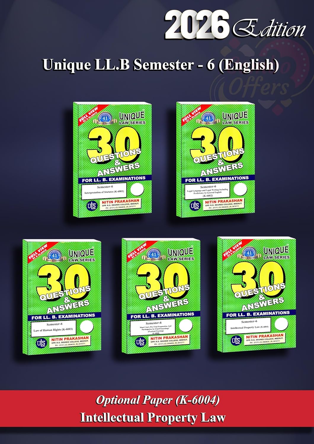 Nitin Prakashan Unique Law Series Questions & Answer Semester-6 for LLB Exams - | Editon 2026