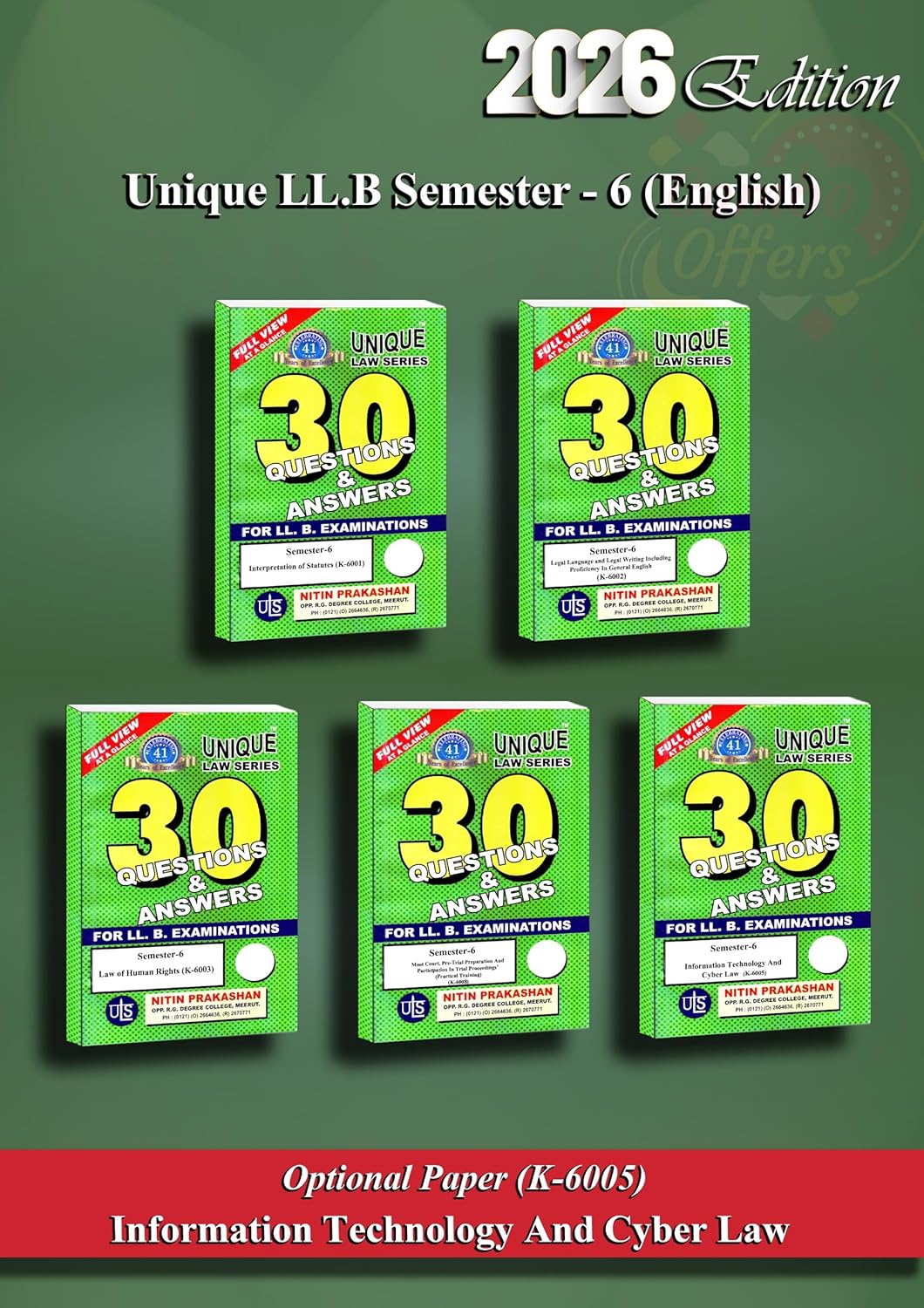 Nitin Prakashan Unique Law Series Questions & Answer Semester-6, Ifor LLB Exams -  Editon 2026