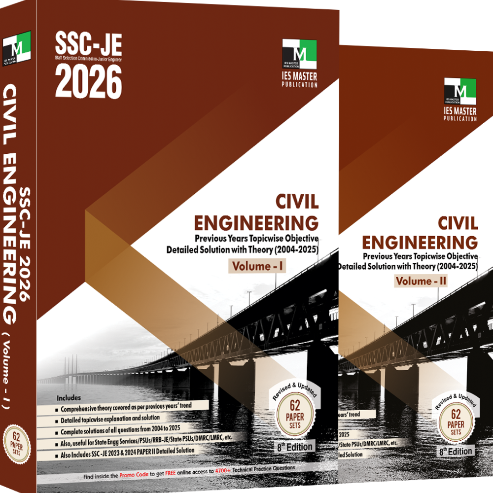 SSC-JE 2026 Civil Engineering Previous Years Topic wise Objective Detailed Solution with Theory - Volume-I&II  | IES MASTER PUBLICATION | Edition 2026